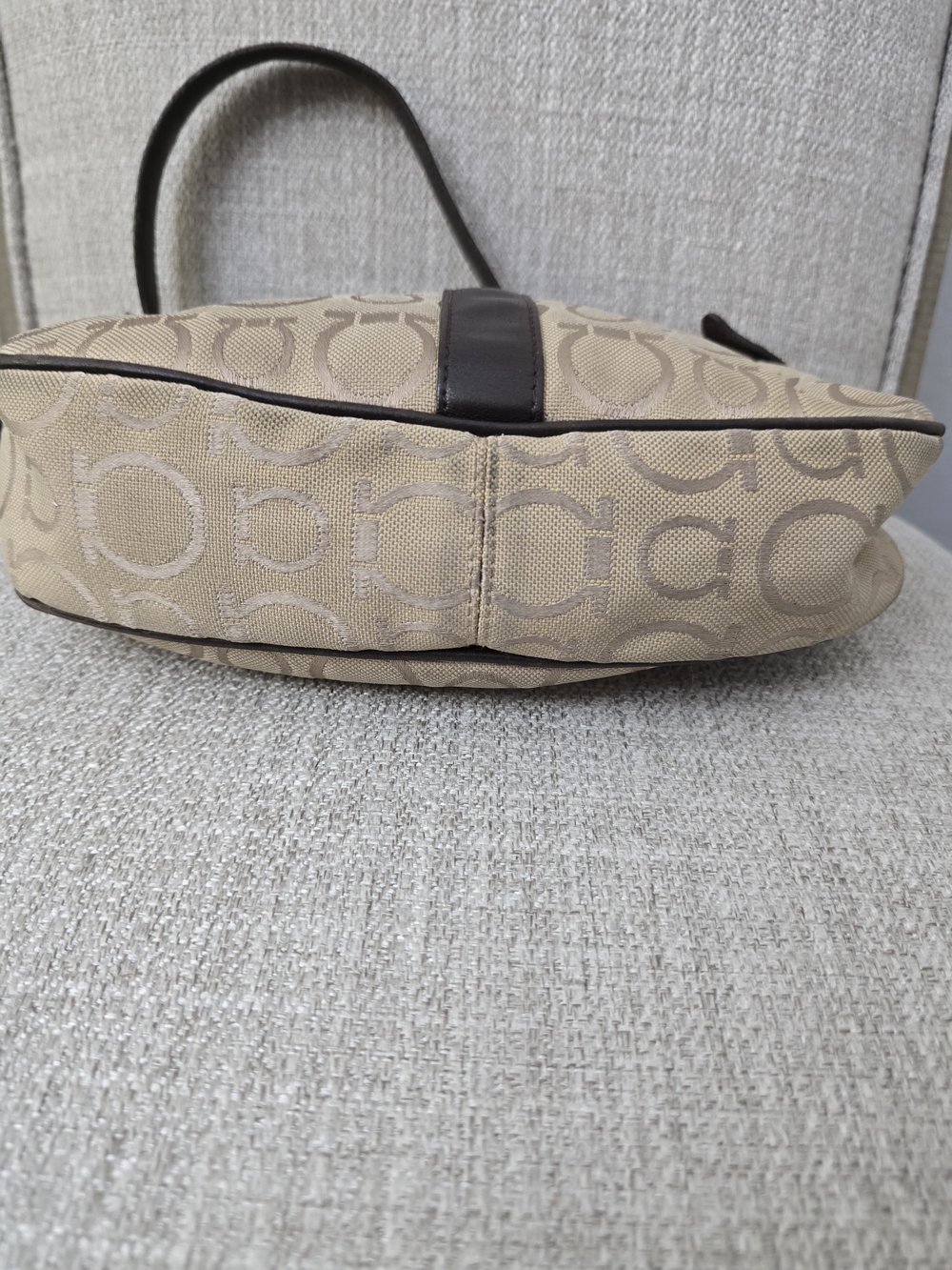 Vintage Salvatore Ferragamo Gancini Monogram Canvas Satchel Bag - Picture 4 of 11